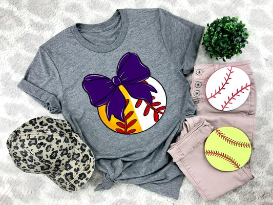 Softball/Baseball Purple Bow - DTF
