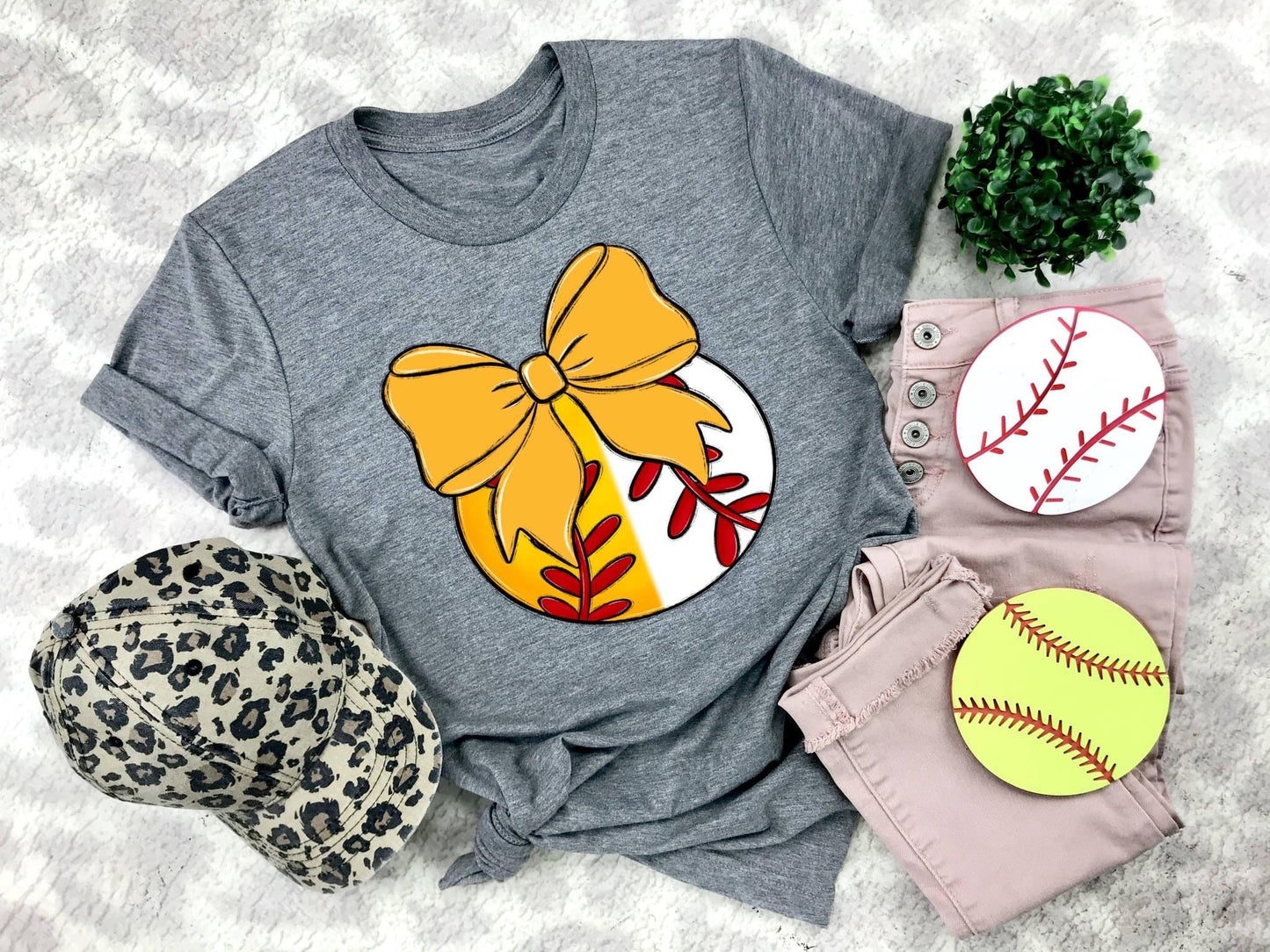 Softball/Baseball Yellow Bow - DTF