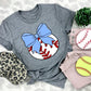Bow and baseball light blue-DTF