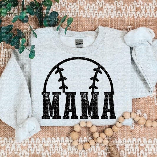 Baseball Mama Blk Semicircle - DTF