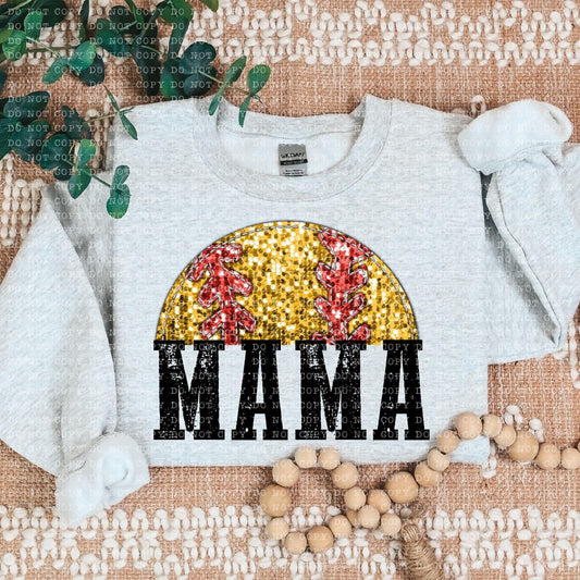 Softball Mama Faux Sequin Semicircle - DTF