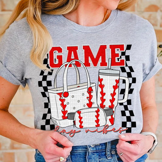Game Day Vibes Faux Chenille Baseball -DTF