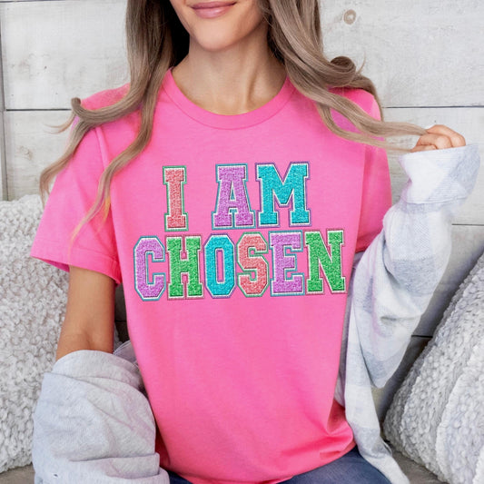 I Am Chosen Faux Chenille Pastel -DTF