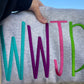 WWJD Multicolored:  Embroidered