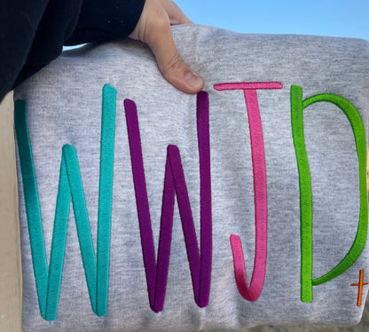 WWJD Multicolored:  Embroidered
