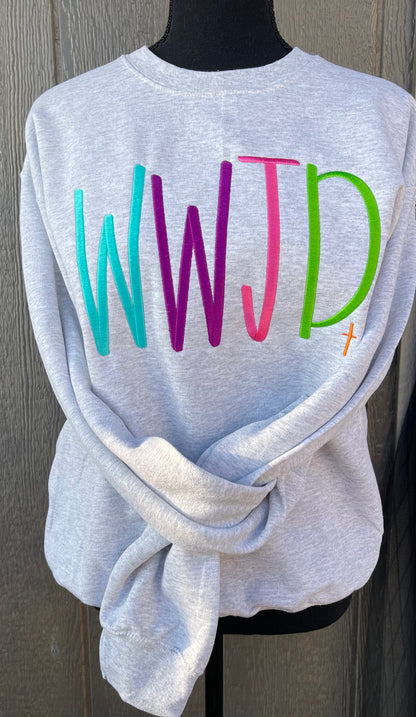 WWJD Multicolored:  Embroidered