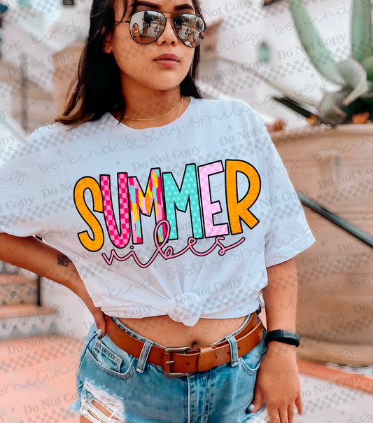 Summer Vibes black outline-DTF&UV