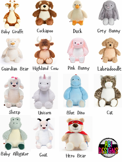 Personalized Stuffed Animals:  Embroidered