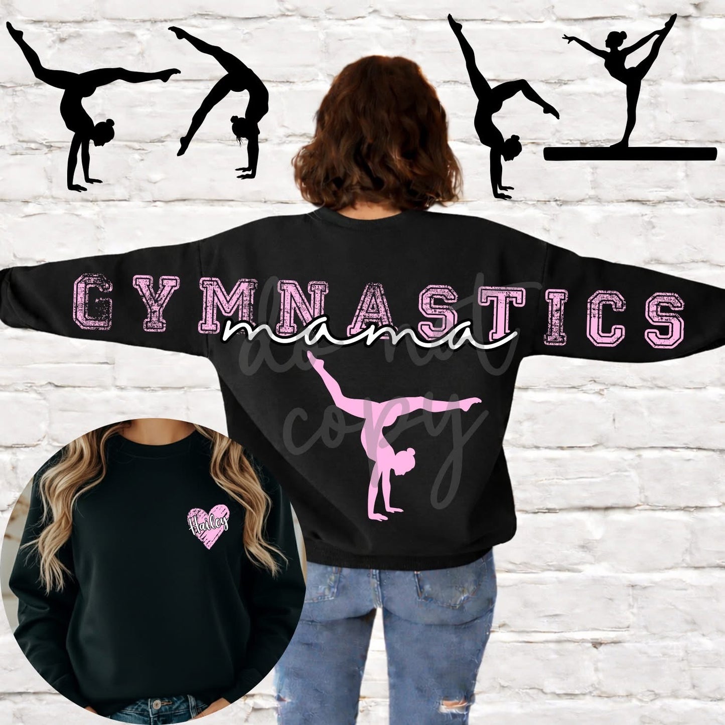 Gymnastics Team Mama Pocket Included- (All add ons in One listing) Customized-DTF