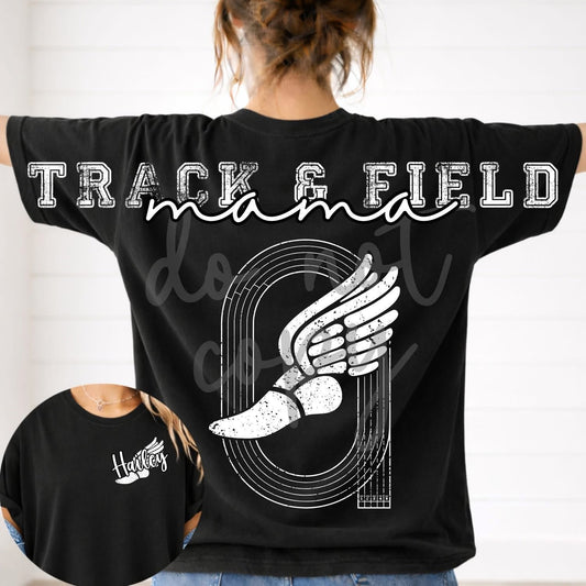Track and Field Mama Pocket Included- (All add ons in One listing) Customized-DTF