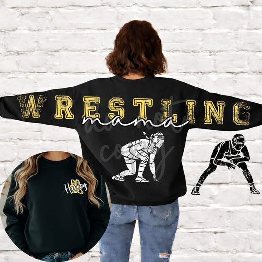 Wrestling Mama Pocket Included- (All add ons in One listing) Customized-DTF