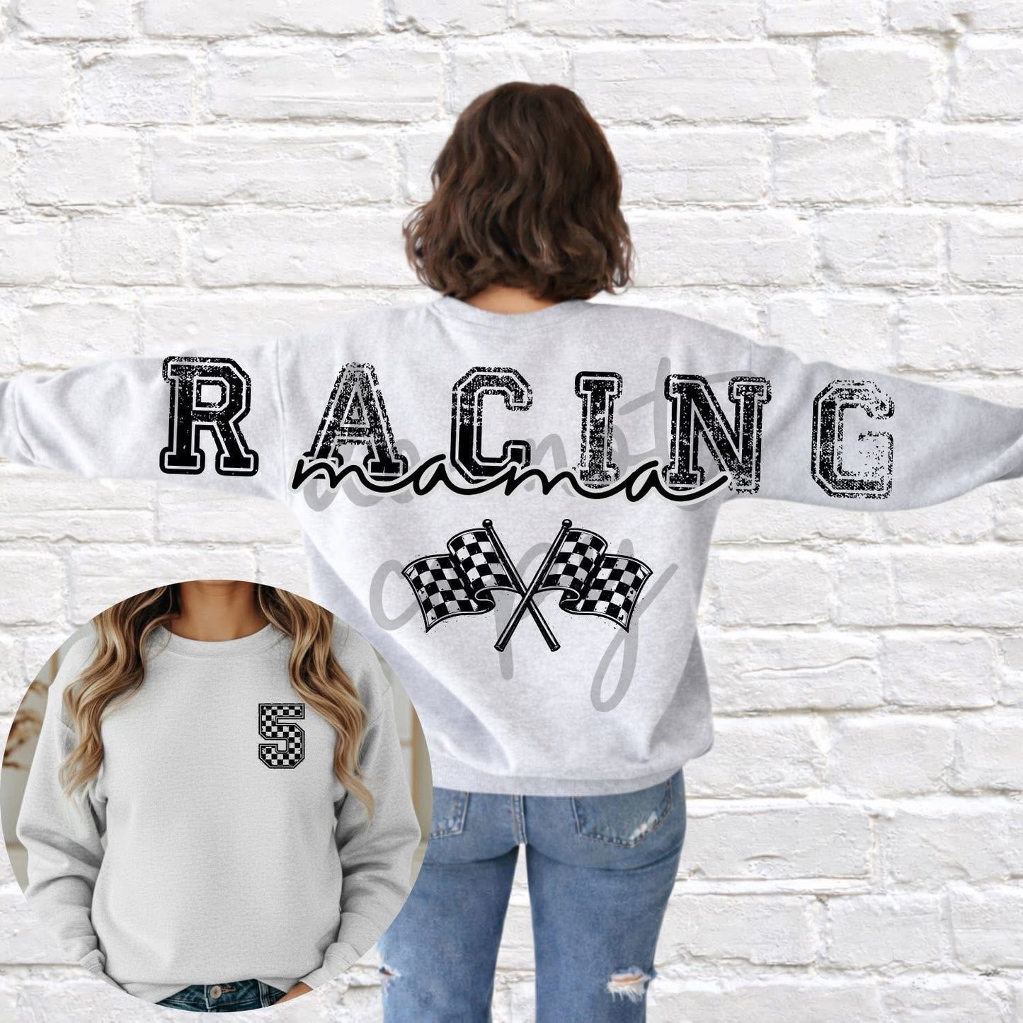Racing Mama Pocket Included- (All add ons in One listing) Customized-DTF