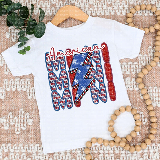 American Mini Stacked Faux Embroidery - DTF