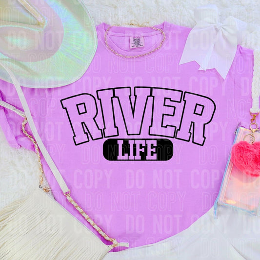 River Life Varsity Blk -DTF