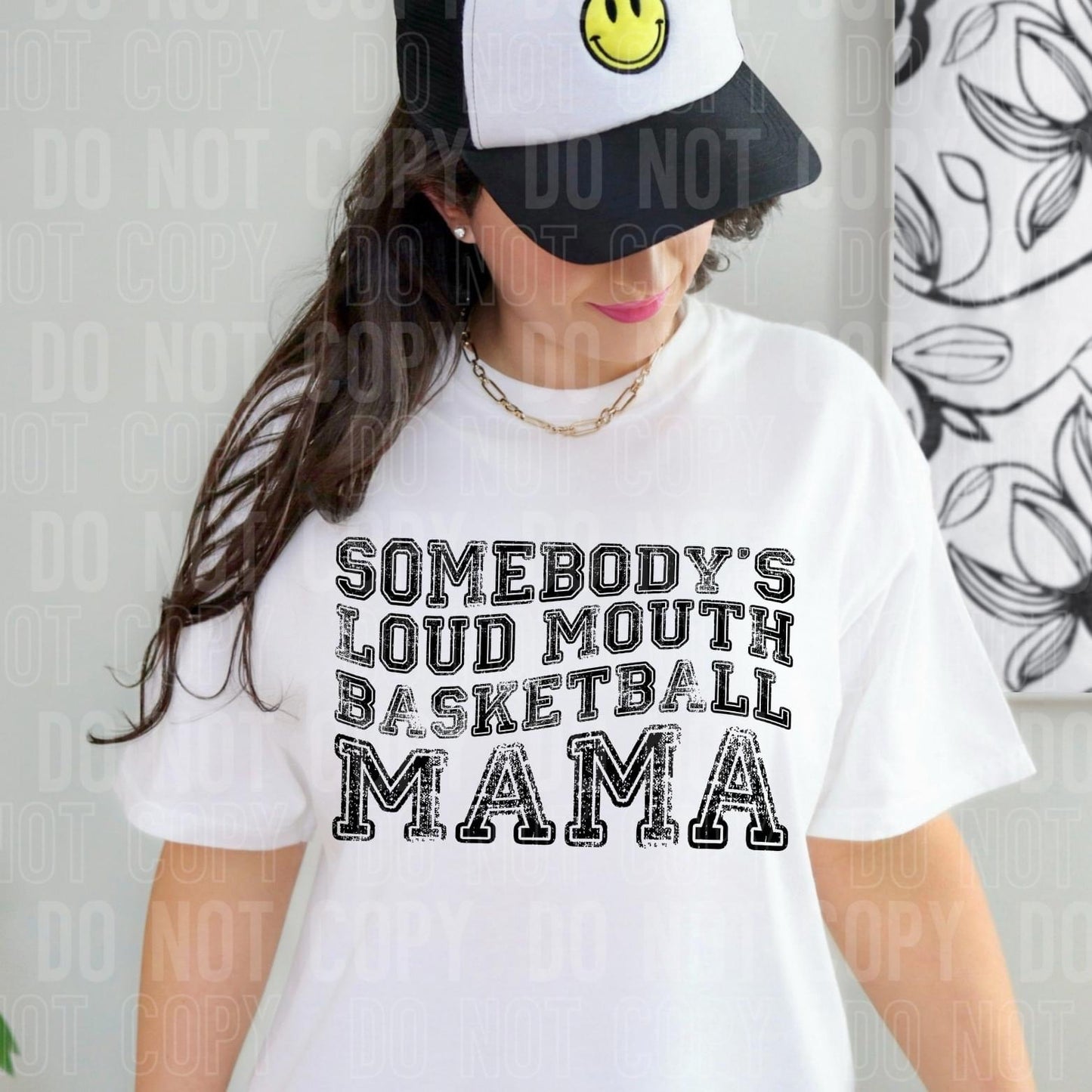 Somebody’s Loud Mouth Basketball Mama Distressed Varsity Blk -DTF