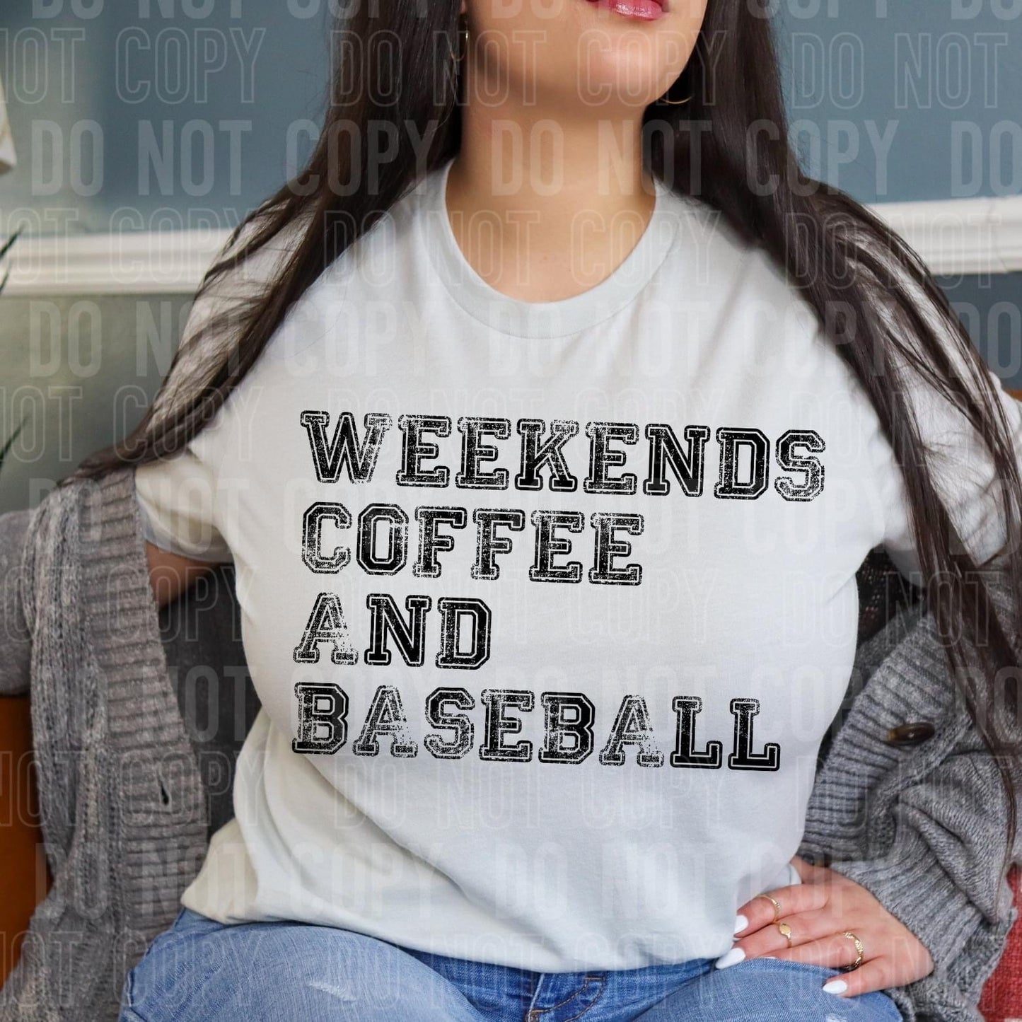 Weekends Coffee And Baseball Blk -DTF