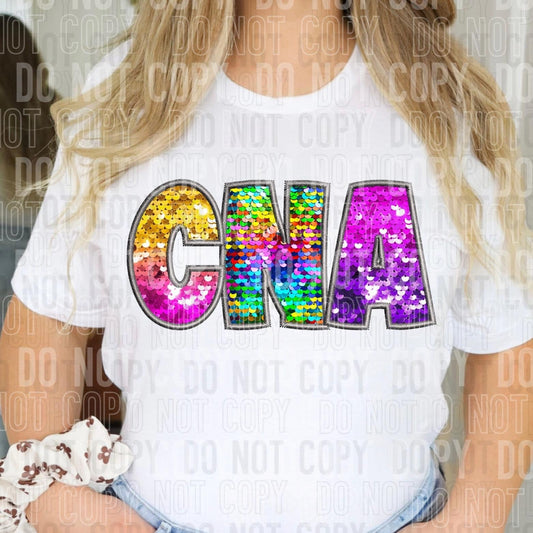 CNA Faux Embroidery Rainbow Sequin -DTF