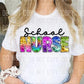 School Nurse Faux Embroidery Rainbow Sequin -DTF