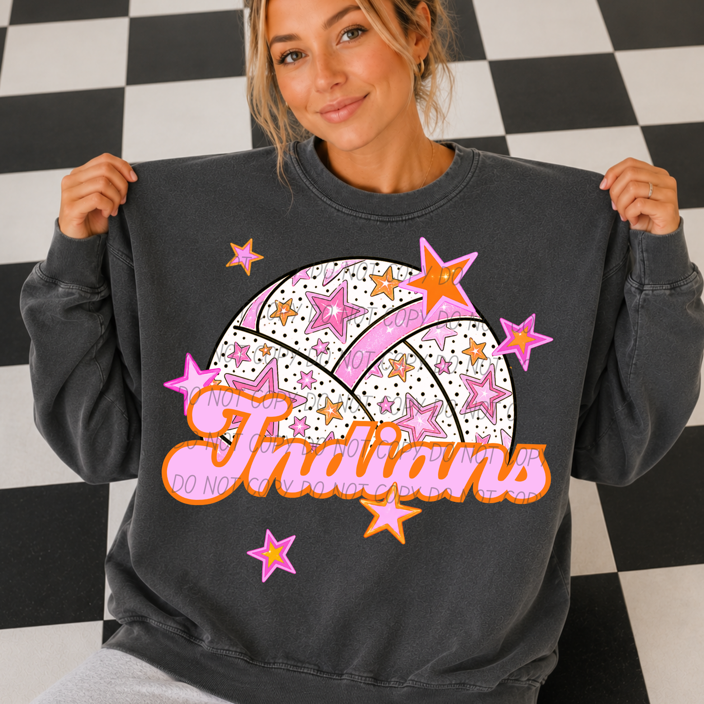 Volleyball Pink Orange Stars Mascot (Dropdown)- DTF&UV