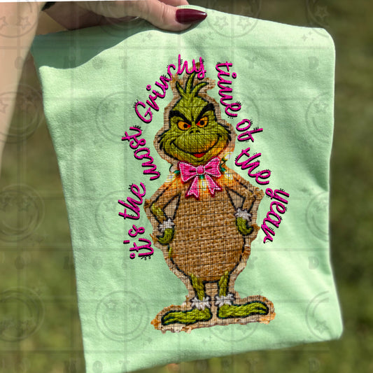 It’s the most grinchy time of the year faux burlap-DTF&UV