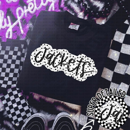 Jackets Black And White Polka Dot Faux Stitch - DTF