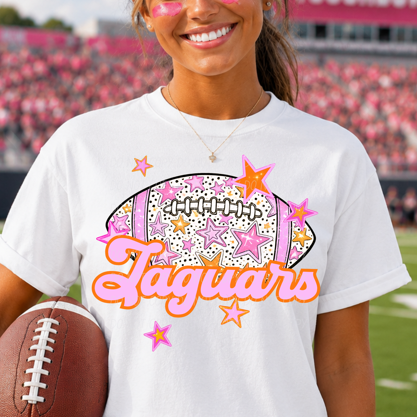 Football Pink Orange Stars Mascot (Dropdown)- DTF&UV