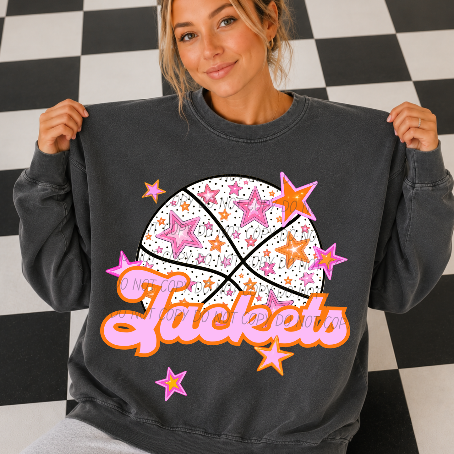 Basketball Pink Orange Stars Mascot (Dropdown)- DTF&UV