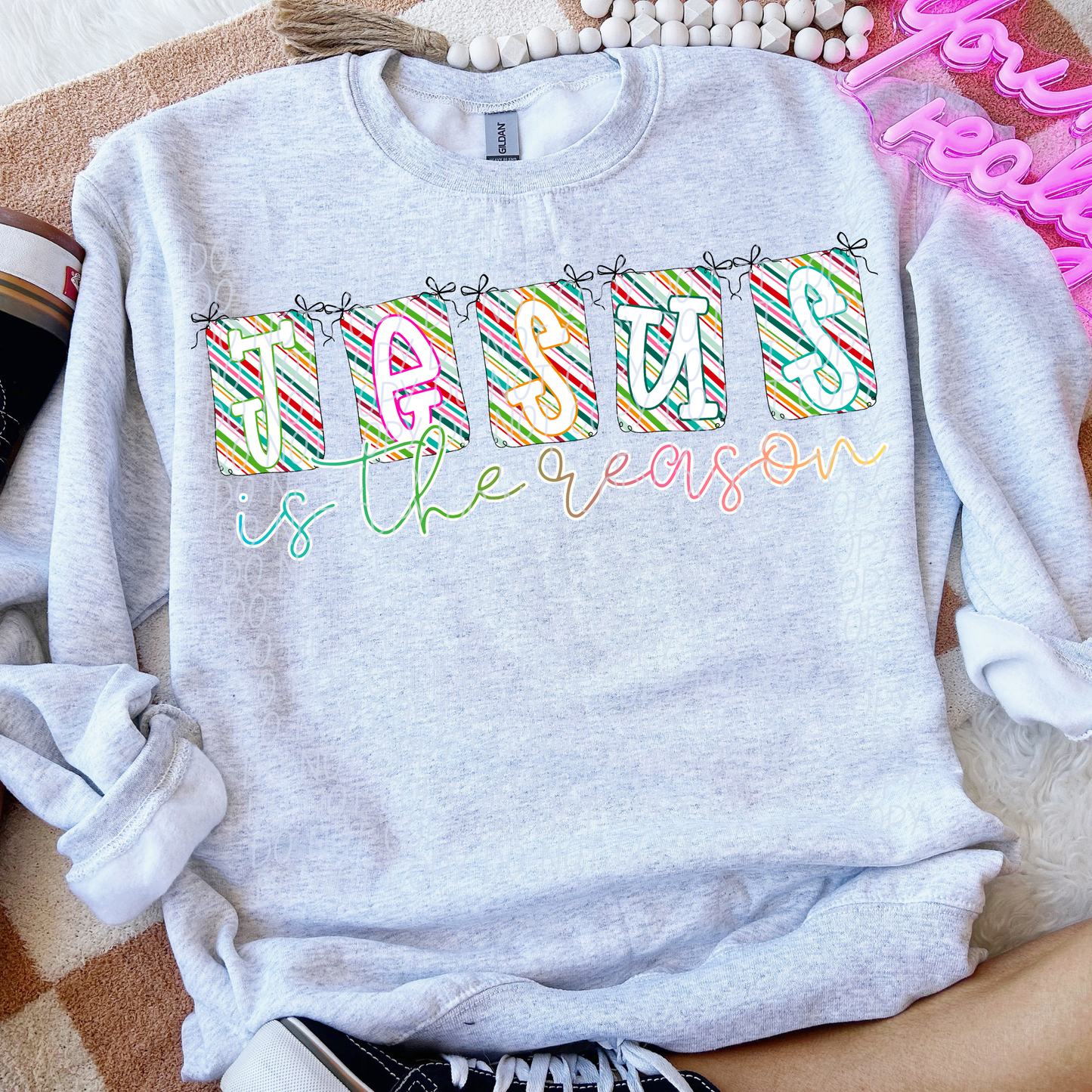jesus is the reason banner rainbow-DTF&UV