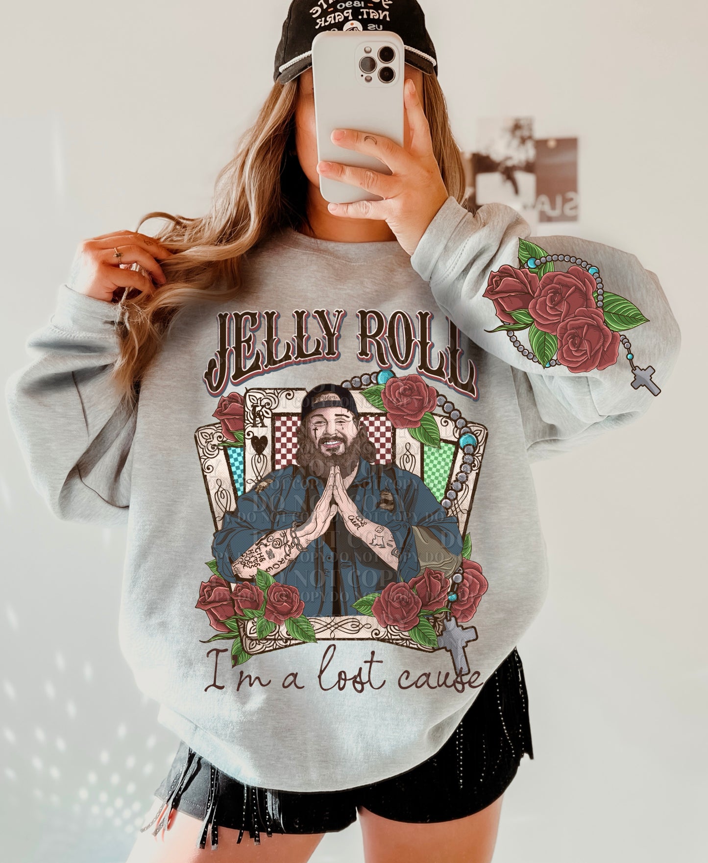 Jelly roll somebody I’m a lost cause (FRONT OF SHIRT & 1-SLEEVE COMBO)-DTF