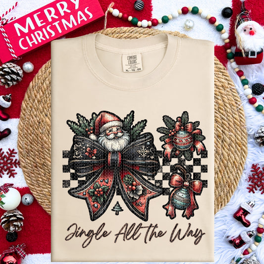 Jingle all the way Vintage bow-dtf