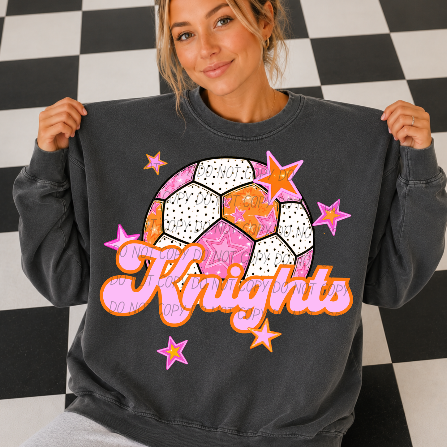Soccer Pink Orange Stars Mascot (Dropdown)- DTF&UV