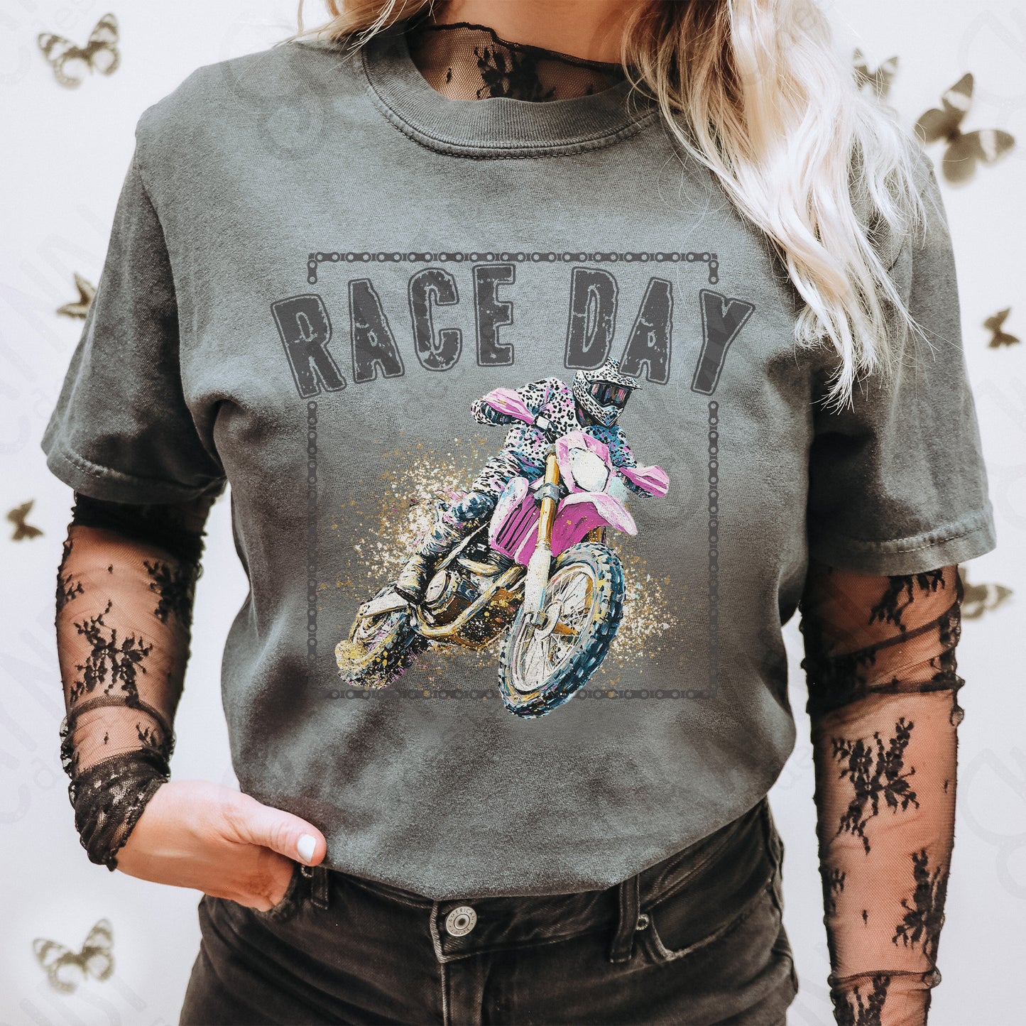 Race Day pink motorcycle-DTF