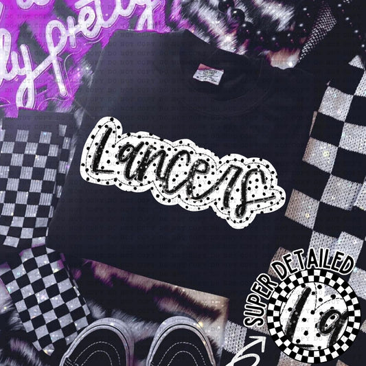 Lancers Black And White Polka Dot Faux Stitch - DTF