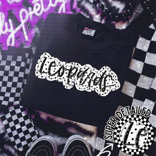 Leopards Black And White Polka Dot Faux Stitch - DTF