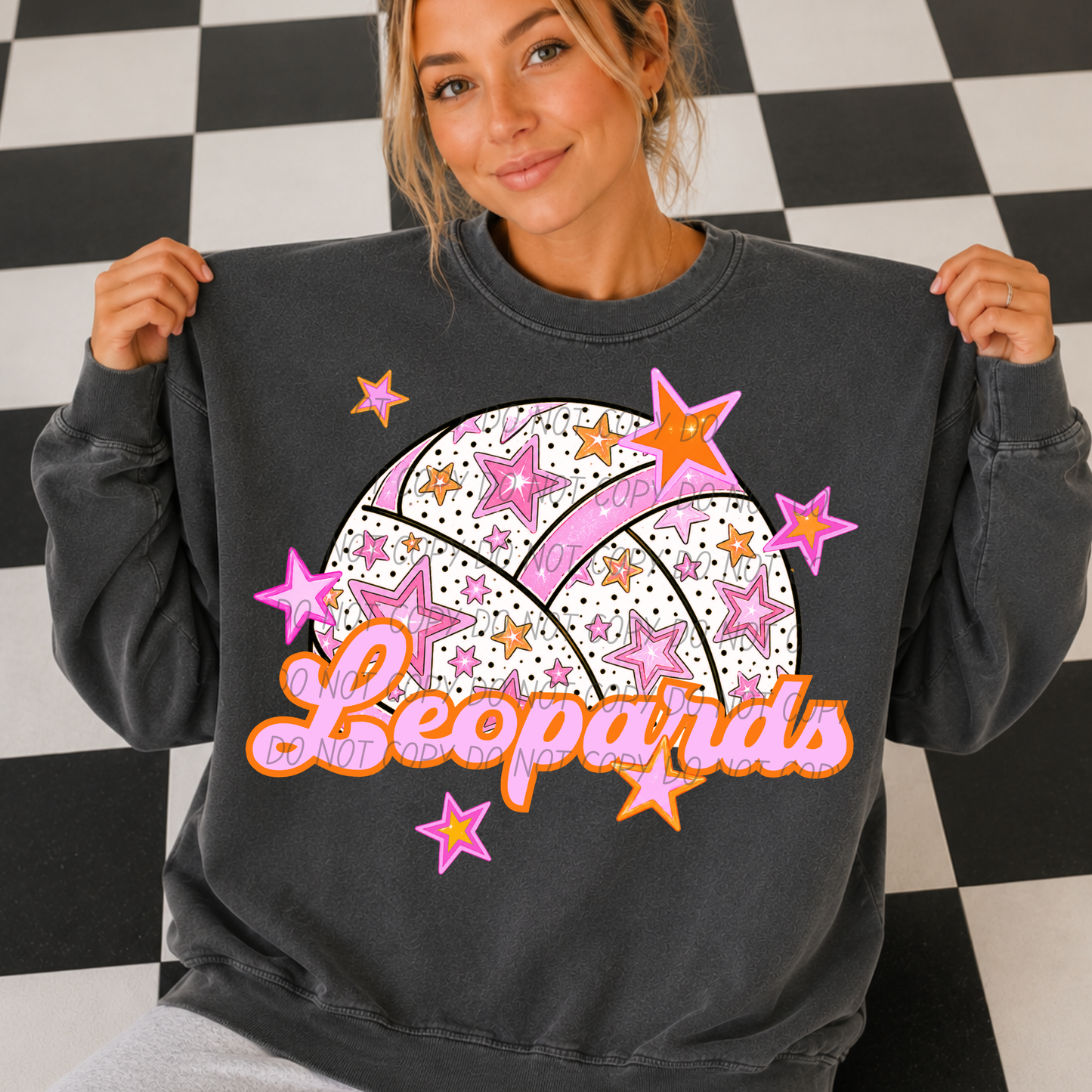 Volleyball Pink Orange Stars Mascot (Dropdown)- DTF&UV