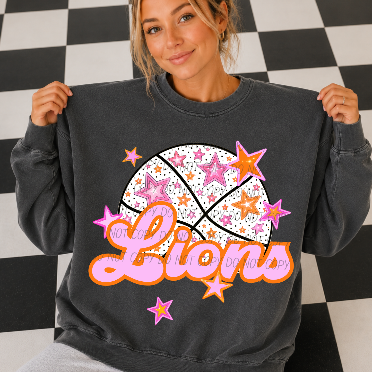 Basketball Pink Orange Stars Mascot (Dropdown)- DTF&UV