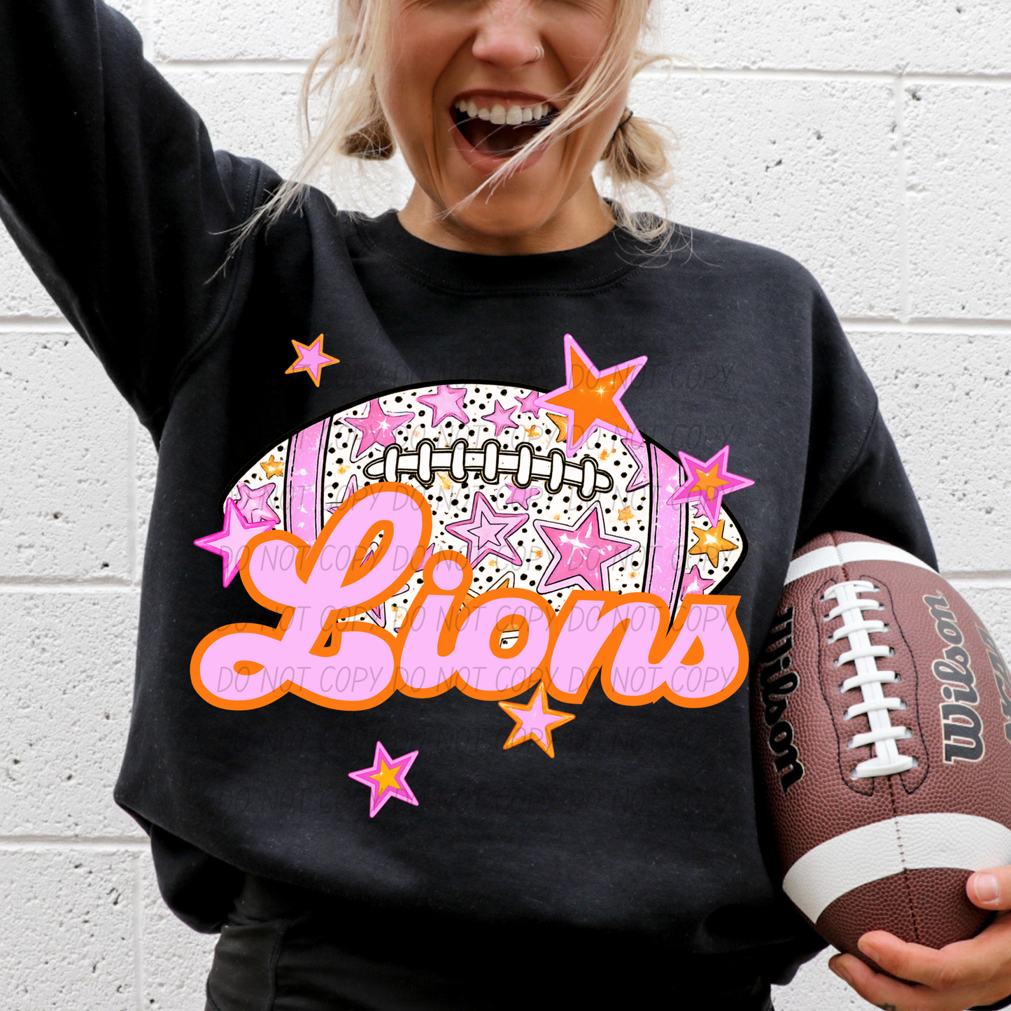Football Pink Orange Stars Mascot (Dropdown)- DTF&UV