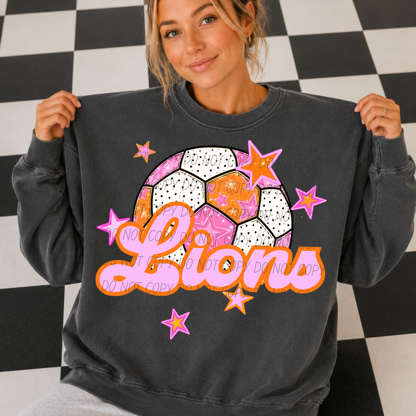Soccer Pink Orange Stars Mascot (Dropdown)- DTF&UV