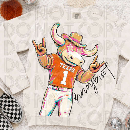 LONGHORNS upside down delulu mascot -DTF&UV