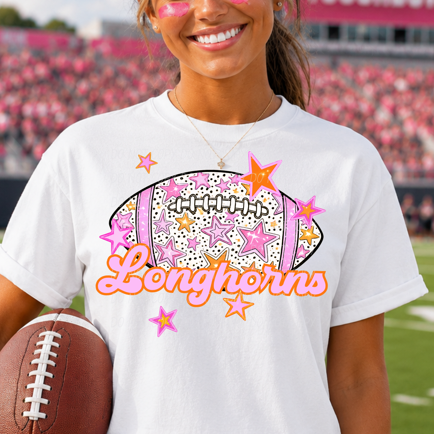 Football Pink Orange Stars Mascot (Dropdown)- DTF&UV