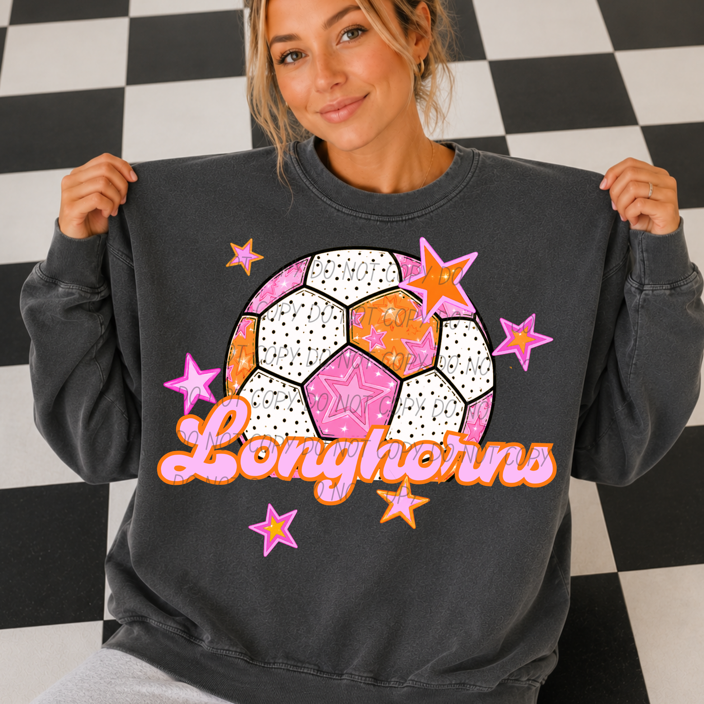 Soccer Pink Orange Stars Mascot (Dropdown)- DTF&UV