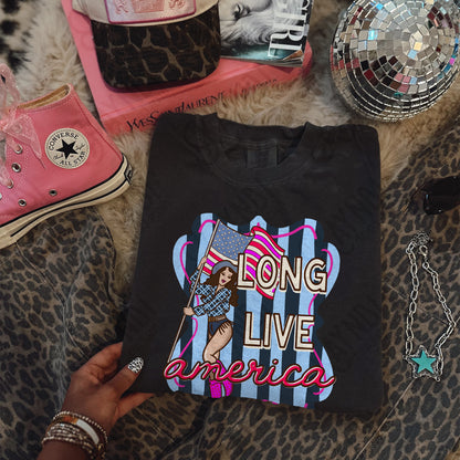 Long Live America girl flag -DTF&UV