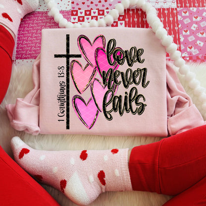 Love Never Fails cross hearts-DTF&UV
