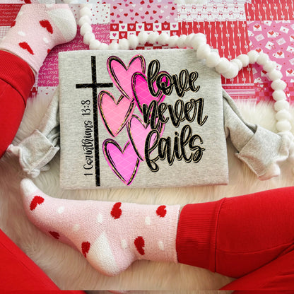 Love Never Fails cross hearts-DTF&UV