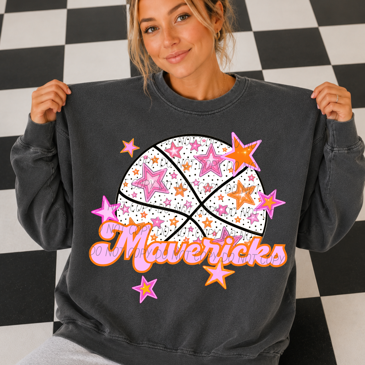 Basketball Pink Orange Stars Mascot (Dropdown)- DTF&UV