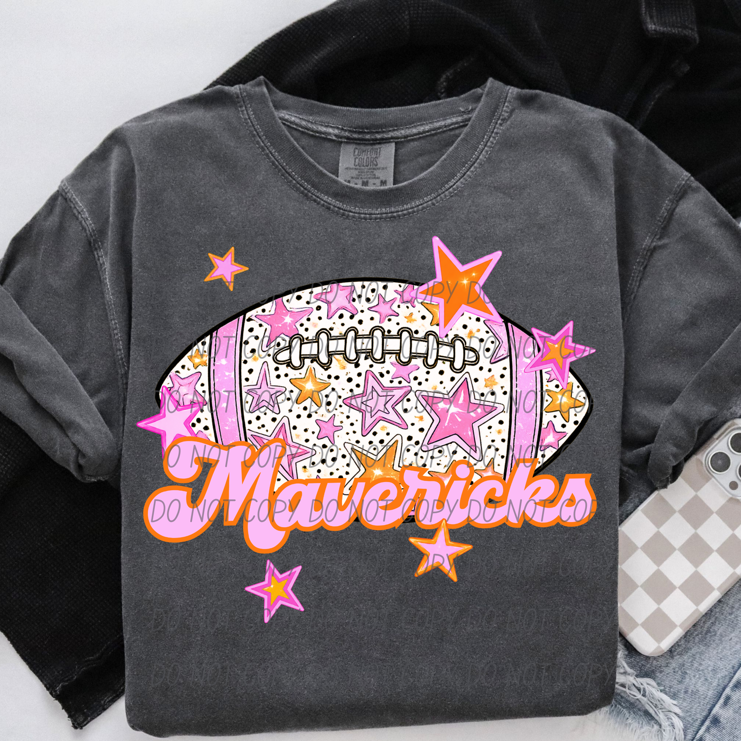 Football Pink Orange Stars Mascot (Dropdown)- DTF&UV