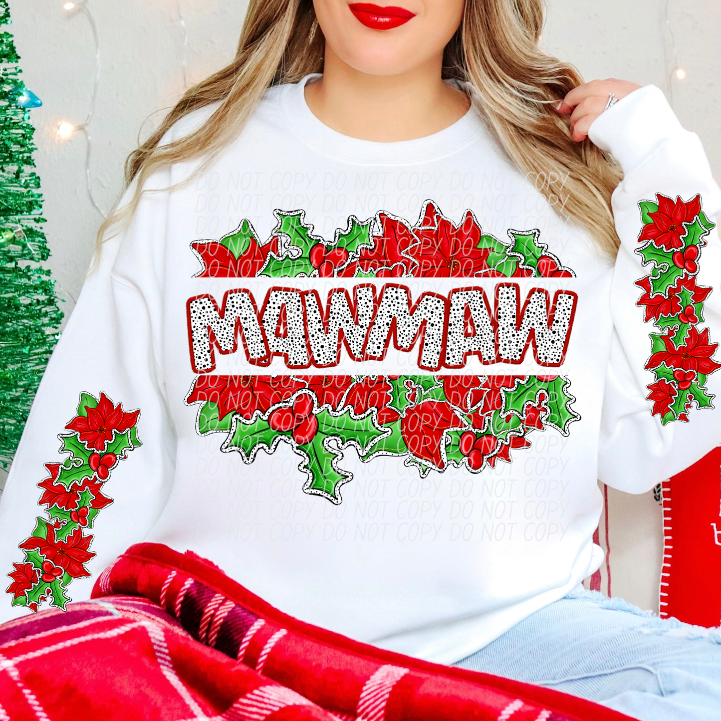 Split Holly Names & ONE Sleeve (dropdown)-DTF&UV