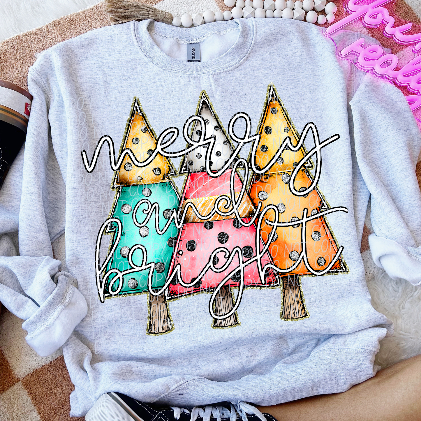 MERRY AND BRIGHT TREES-DTF&UV