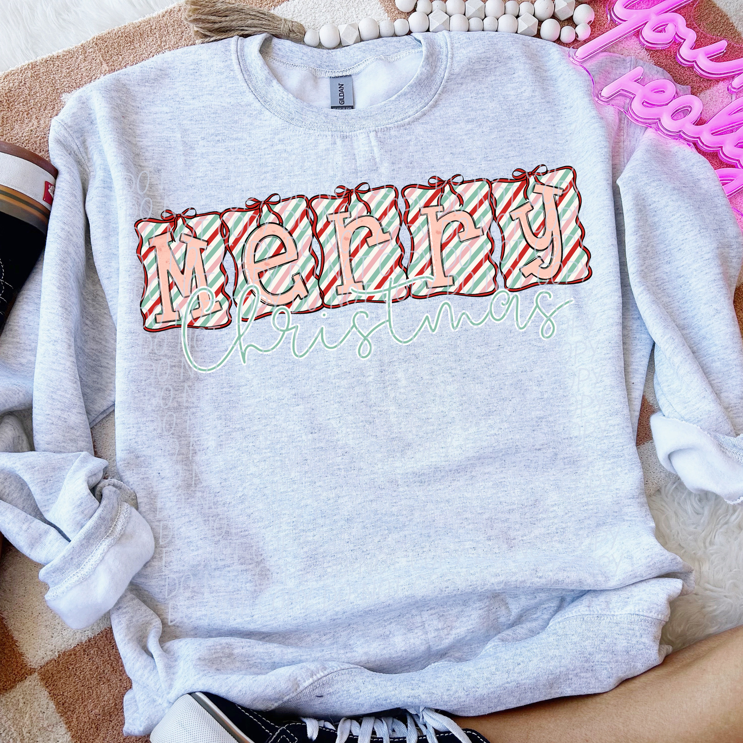 MERRY CHRISTMAS BANNER PINK GREEN-DTF&UV