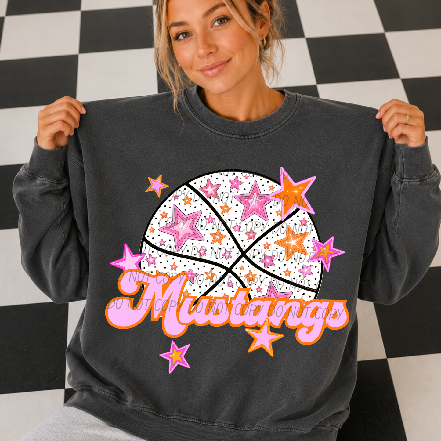 Basketball Pink Orange Stars Mascot (Dropdown)- DTF&UV